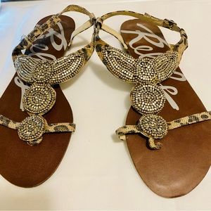 Rebels beaded sandal with leopard straps